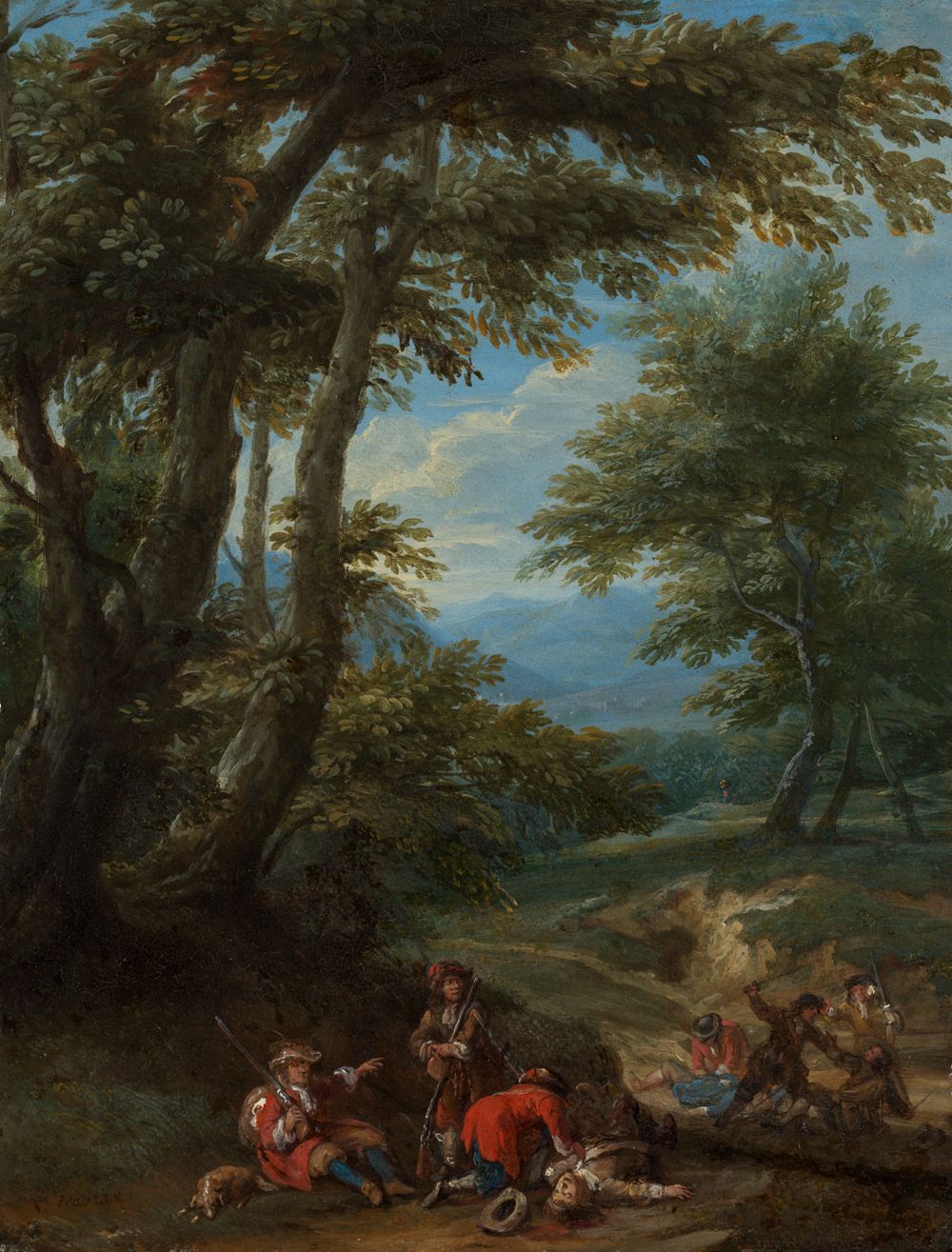 Adam Frans van der Meulen - Landschaft mit Überfall