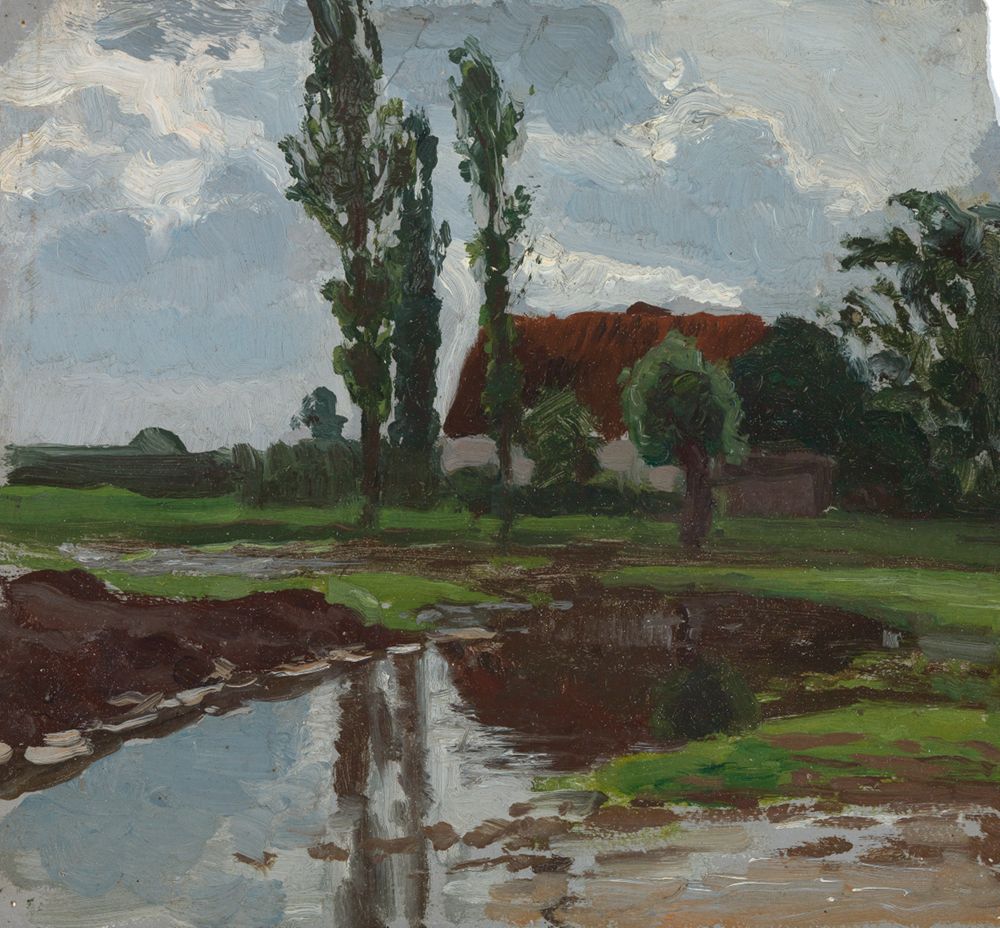 Otto Keitel - Haus am Bach unter Pappeln