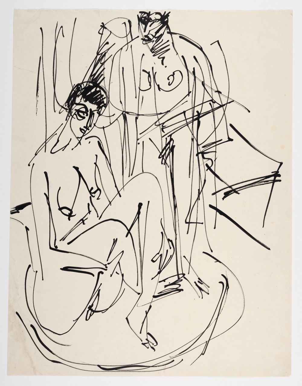 Ernst Ludwig Kirchner - Die Schwestern Erna und Gerda Schilling in Kirchners Atelier