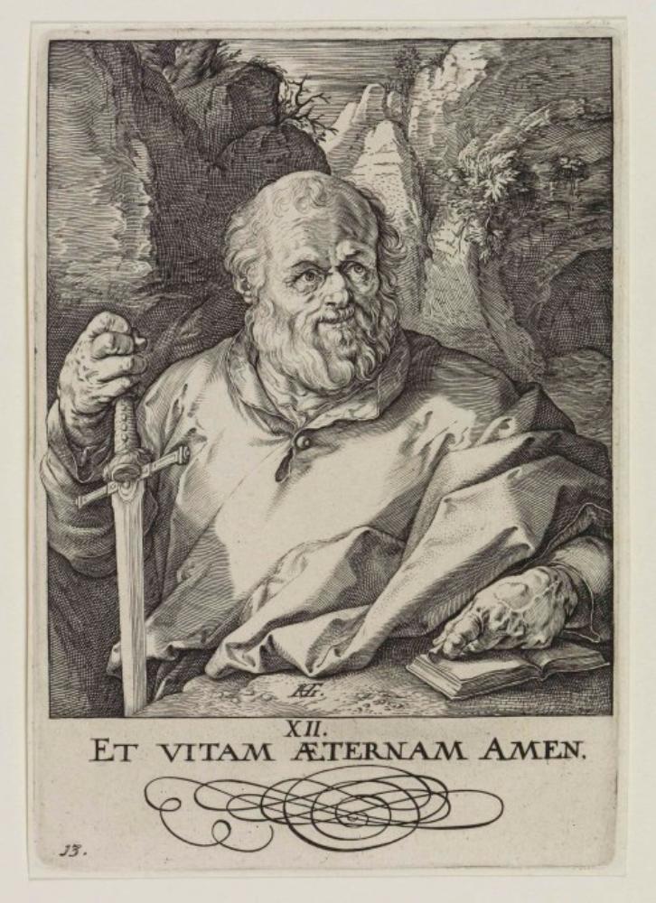 Hendrick Goltzius - Christus, die 12 Apostel mit Paulus; Blatt 13 (arabisch) (Matthaeus)