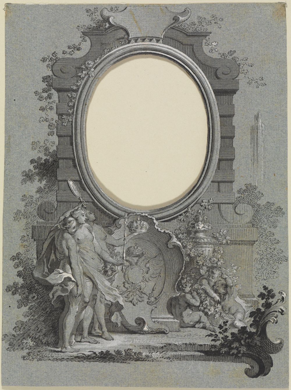 Johannes Esaias Nilson - Kartusche mit den drei Grazien