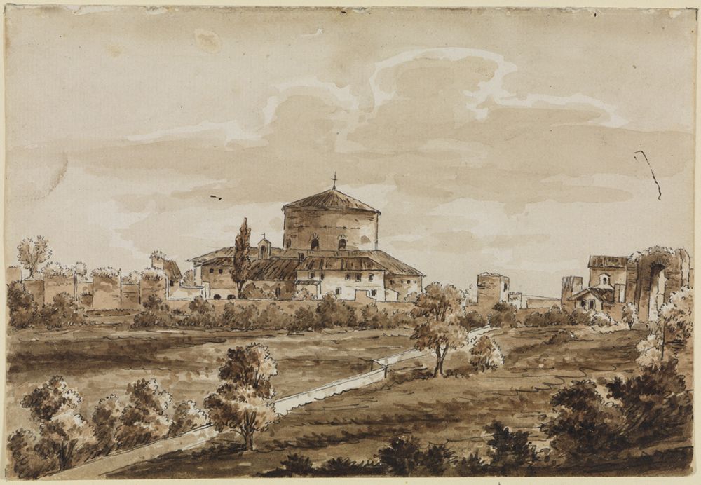 Friedrich Weinbrenner - Blick auf S. Stefano Rotondo in Rom