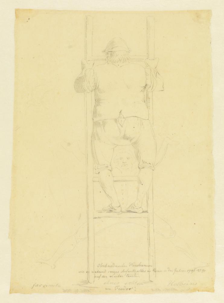 Feodor Iwanowitsch Kalmück - Friedrich Weinbrenner in Rom, auf der Leiter tanzend