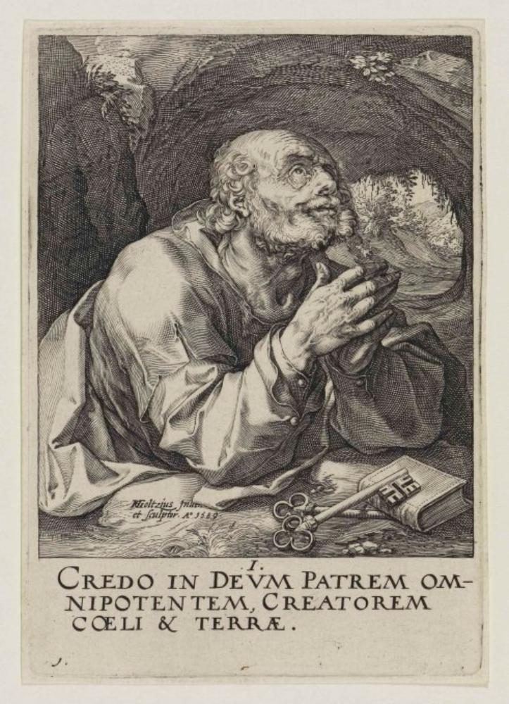 Hendrick Goltzius - Christus, die 12 Apostel mit Paulus; Blatt 1 (Petrus)