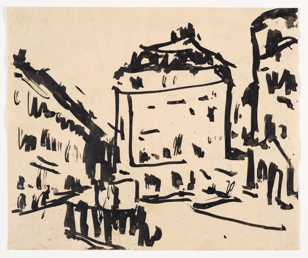 Ernst Ludwig Kirchner - Häuser in Dresden / Fränzi