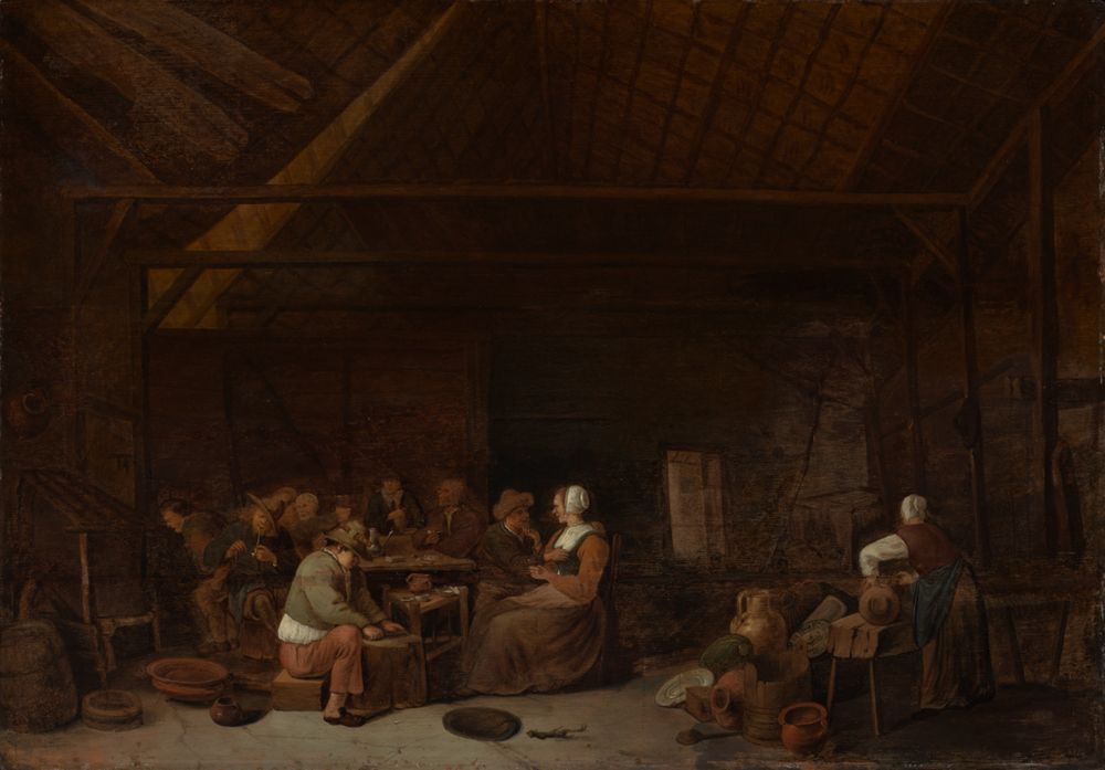 Jan Miense Molenaer nahestehend - Zechende und rauchende Bauern in der Schenke