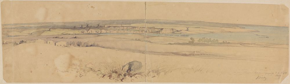 Feodor Dietz - Das alte Danewerk bei Schleswig (Album von Studien, Portraits, theilweise ausgeführten Aquarellen, Situationszeichnungen aus dem Schleswig-Holsteinischen Kriege (1848-1850), enthaltend circa 80 Blätter; A Landschaften: Blatt 1)