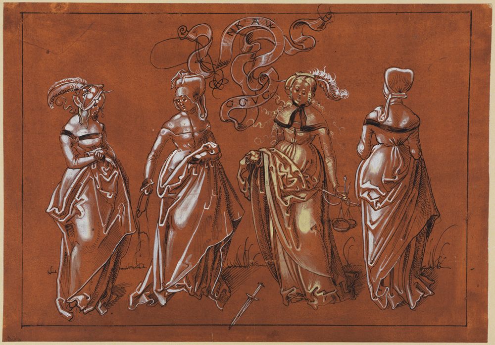 Niklaus Manuel, gen. Deutsch - Vier junge Frauen in reicher Tracht