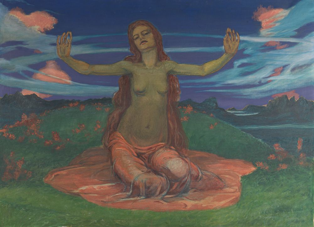 Frau auf Wiese