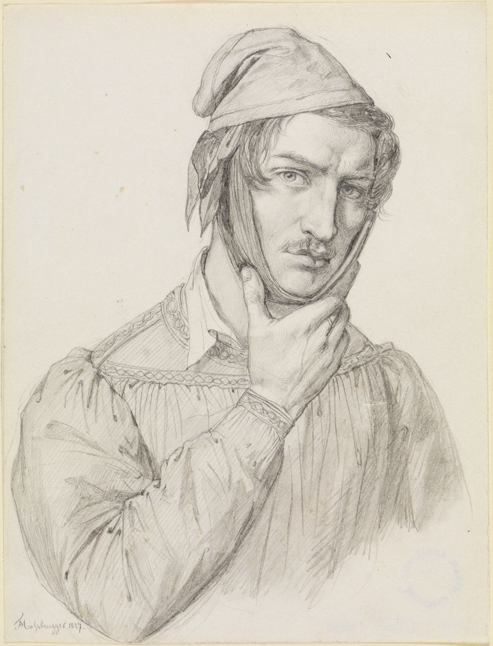 Friedrich Mosbrugger - Selbstbildnis mit verbundenen Backen