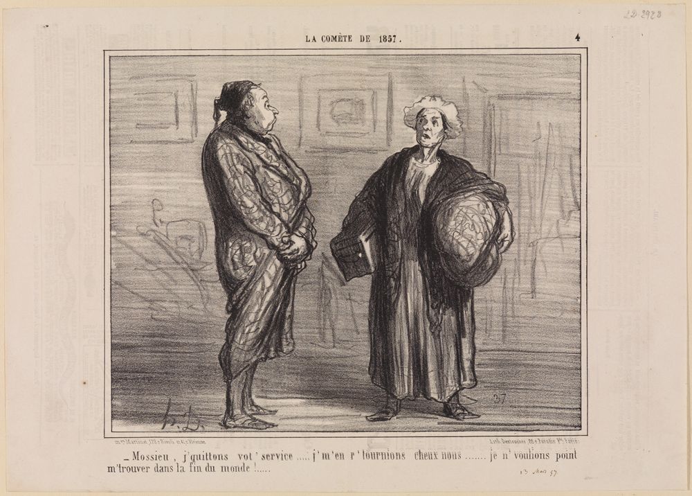 Honoré Daumier - Moissieu, jquittons vot service... (La Comète de 1857, Blatt 4)