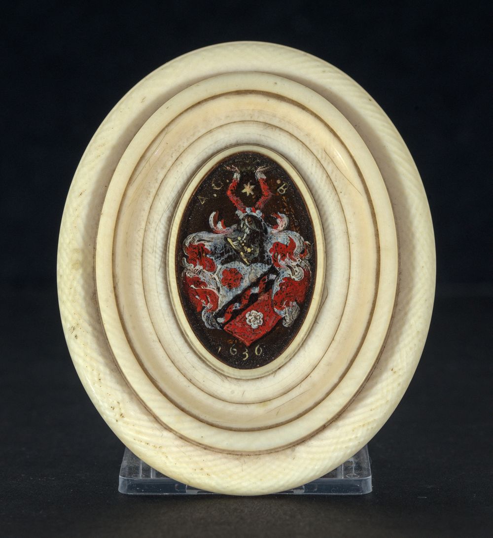 Wolfgang Heimbach - Bildnisminiatur mit Deckel: Ein Herr aus der Bremer Familie Blum. Im Deckel ein Paar in einer Landschaft
