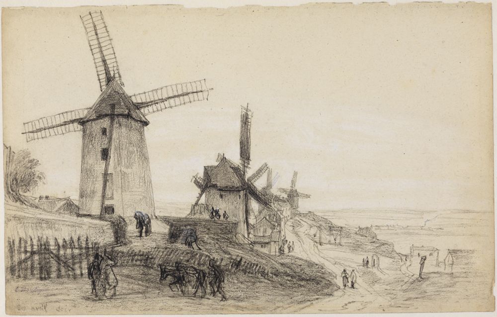 Eugène Boudin - Windmühlen auf der Butte Montmatre