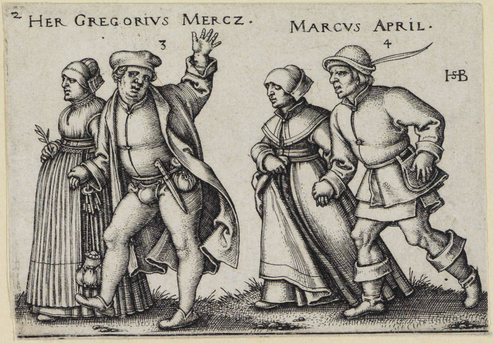 Sebald Beham - März und April (Das Bauernfest)