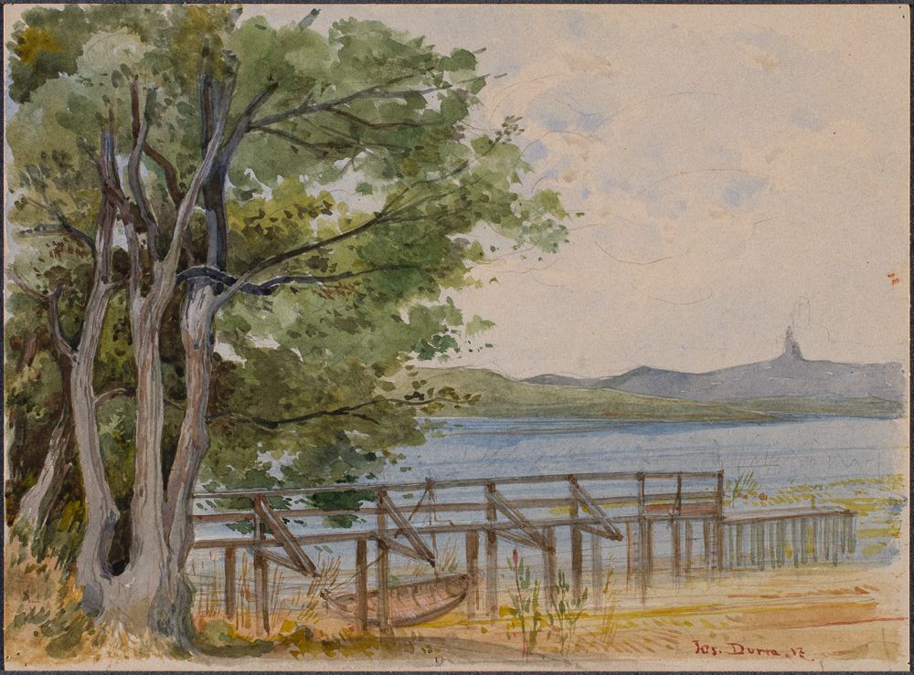 Josef Wilhelm Durm - Blick über den Ammersee auf Kloster Andechs (Kirchen und Landschaften aus Bayern)