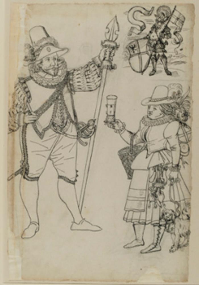 Bartholomäus Lingg (Werkstatt) - Mann mit Spieß, Marktfrau mit Hund, Hl. Georg (?)