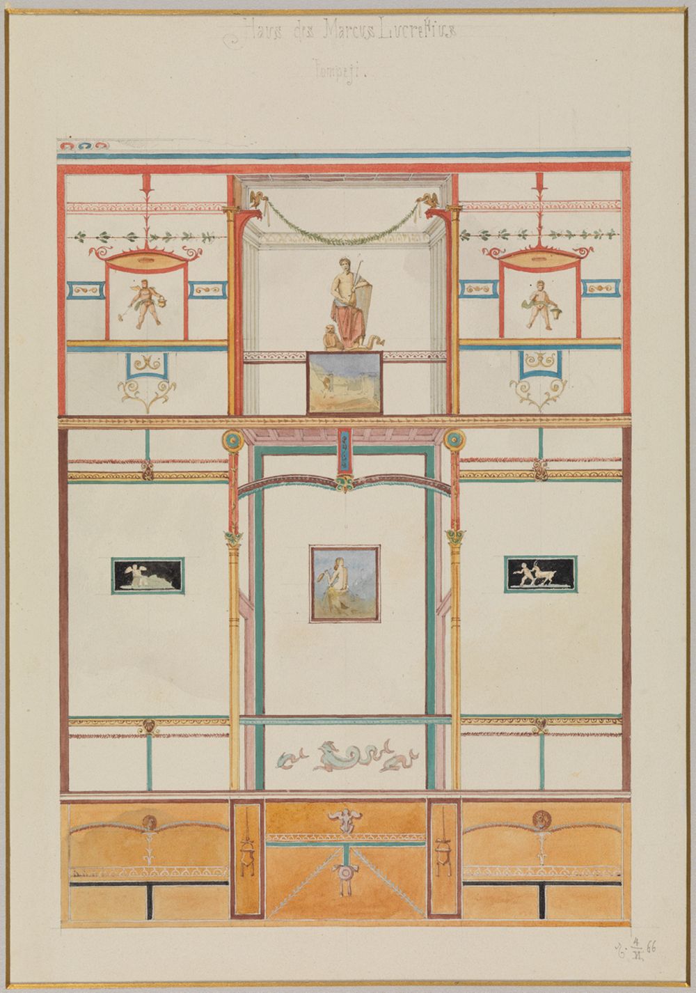 Josef Wilhelm Durm - Wanddekoration aus dem Haus des Marcus Lucretius in Pompeji