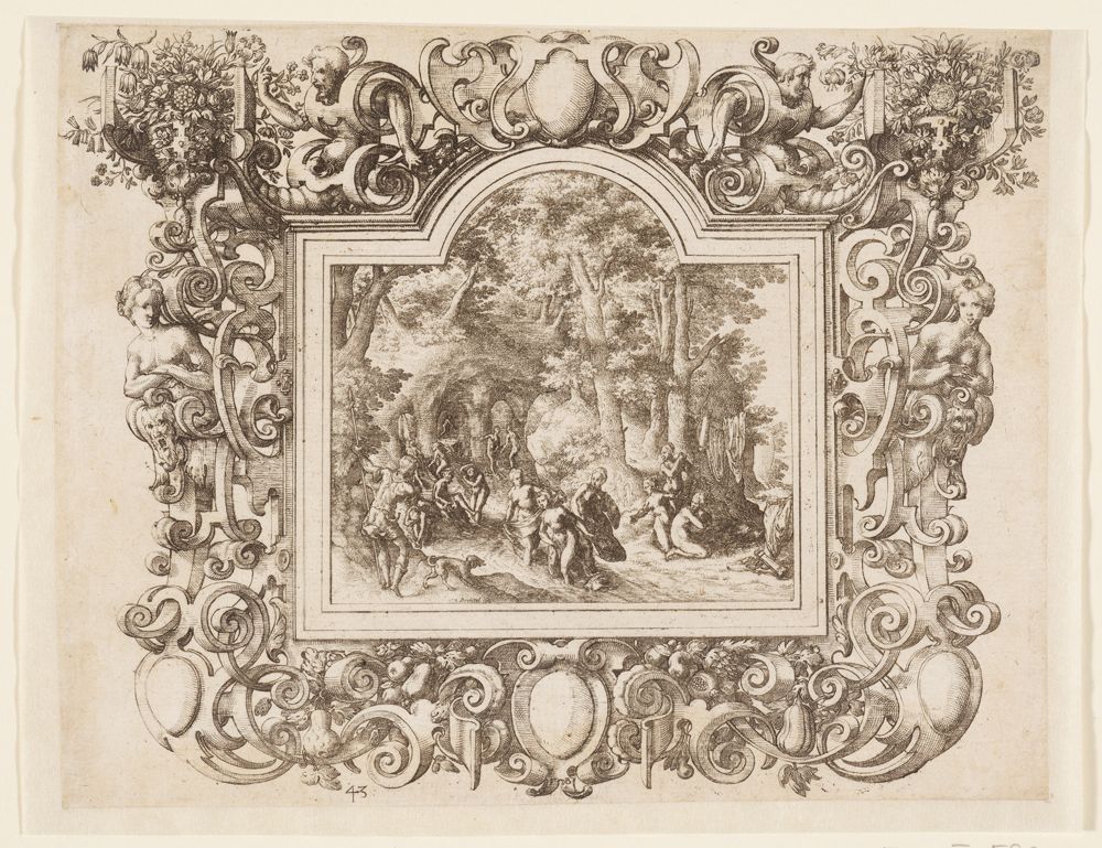 Friedrich Brentel - Kartusche mit Diana und Aktäon