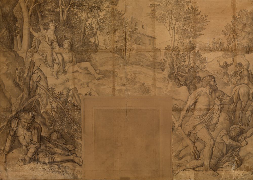 Julius Schnorr von Carolsfeld - Angelika schneidet ihren und Medoros Namen in einen Lorbeerbaum - Rolands Schwermut und Raserei