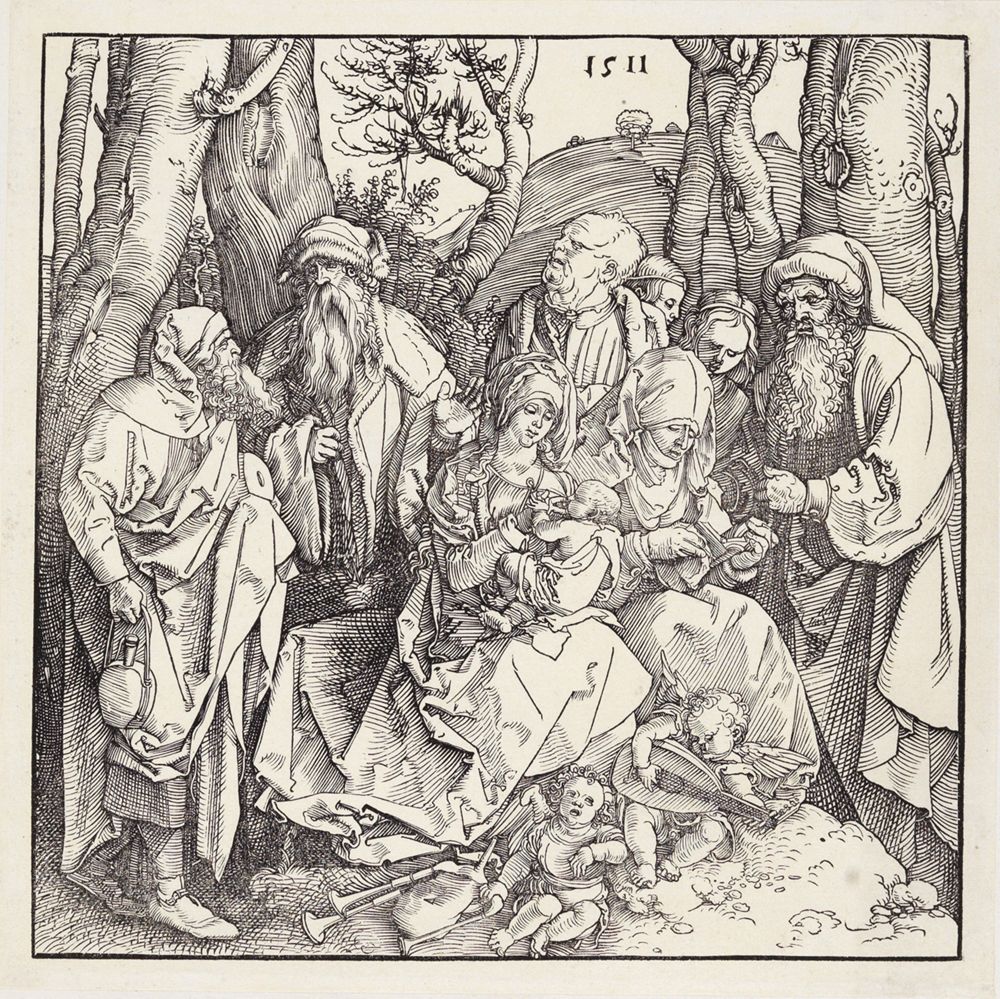 Albrecht Dürer - Die Hl. Familie mit zwei musizierenden Engelknaben