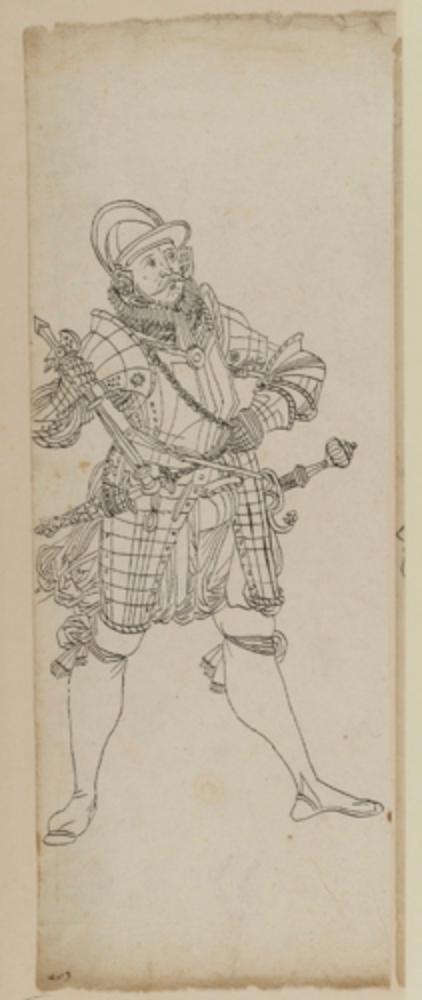 Bartholomäus Lingg (Werkstatt) - Hauptmann im Halbharnisch mit Sturmhaube und Kommandohammer