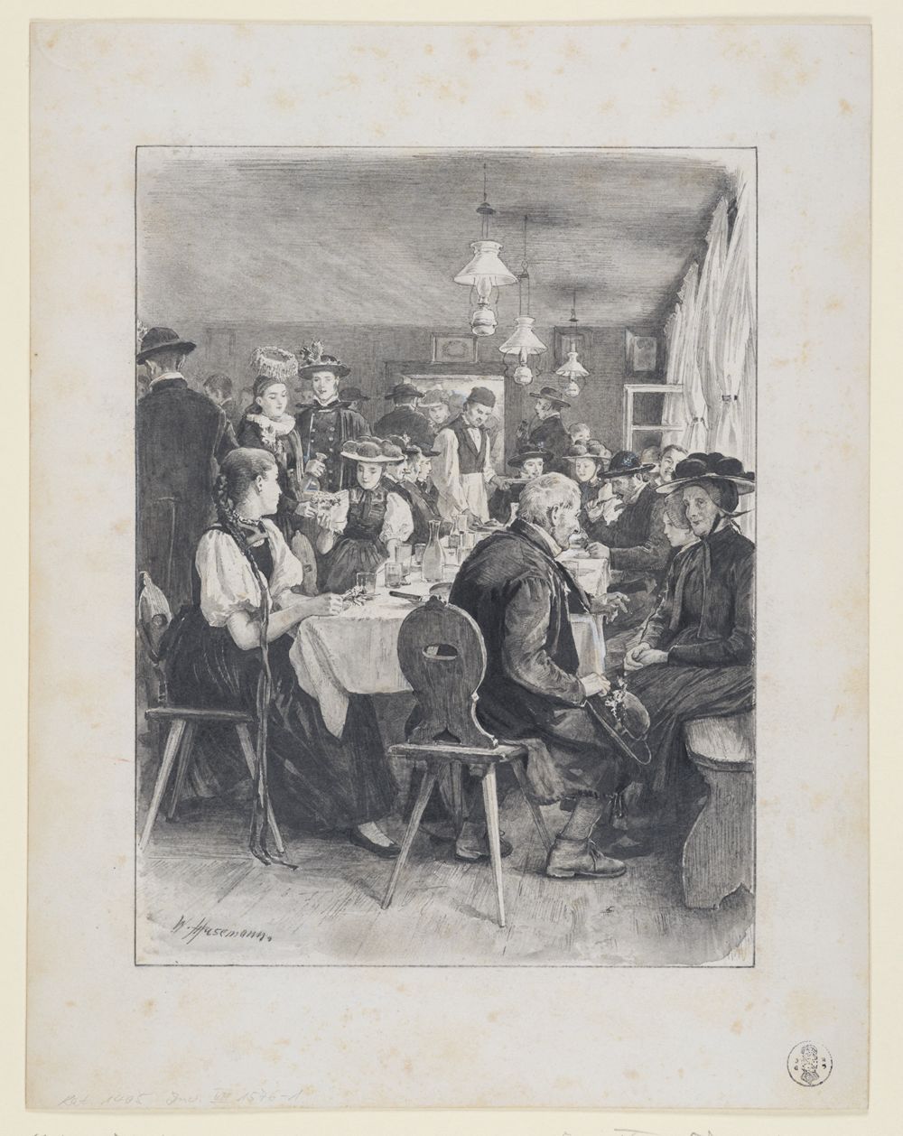 Wilhelm Gustav Friedrich Hasemann - Gutacher Bauern bei einer Hochzeit (32 Illustrationsentwürfe, Blatt 1)
