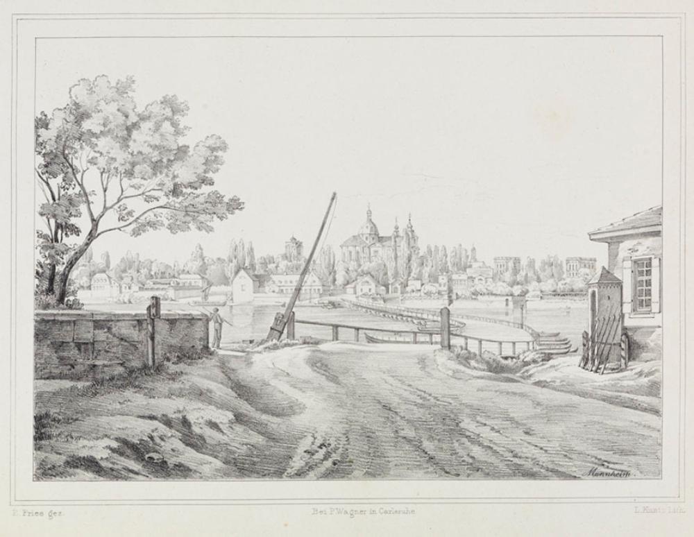 Ludwig Joseph Kuntz - Mannheim vom linken Rheinufer