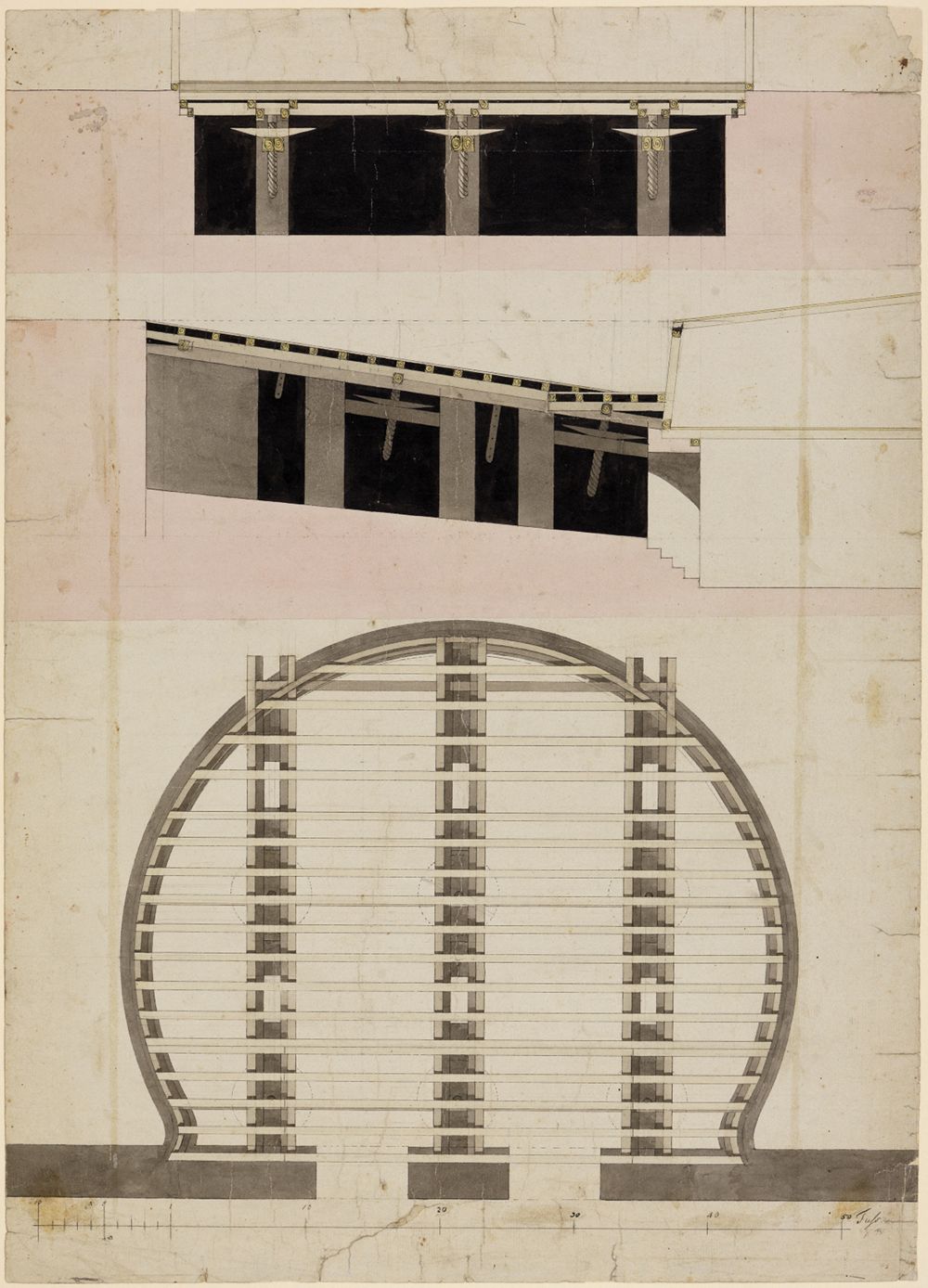 Friedrich Weinbrenner - Karlsruher Hoftheater, Konstruktion des hochschraubbaren Parterrefußbodens