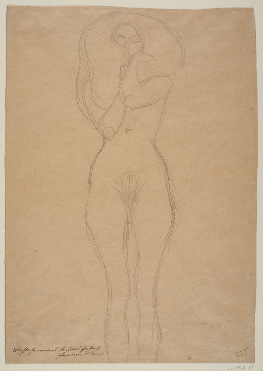 Gustav Klimt - Stehender weiblicher Akt, frontal
