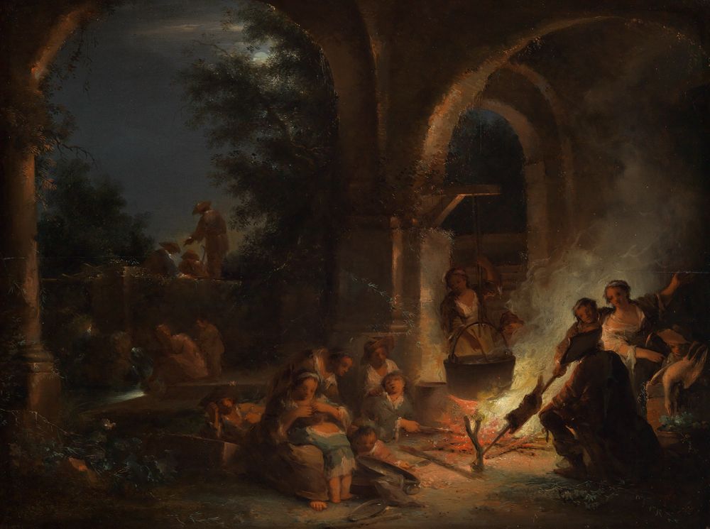 Johann Georg Trautmann - Fahrendes Volk am Lagerfeuer