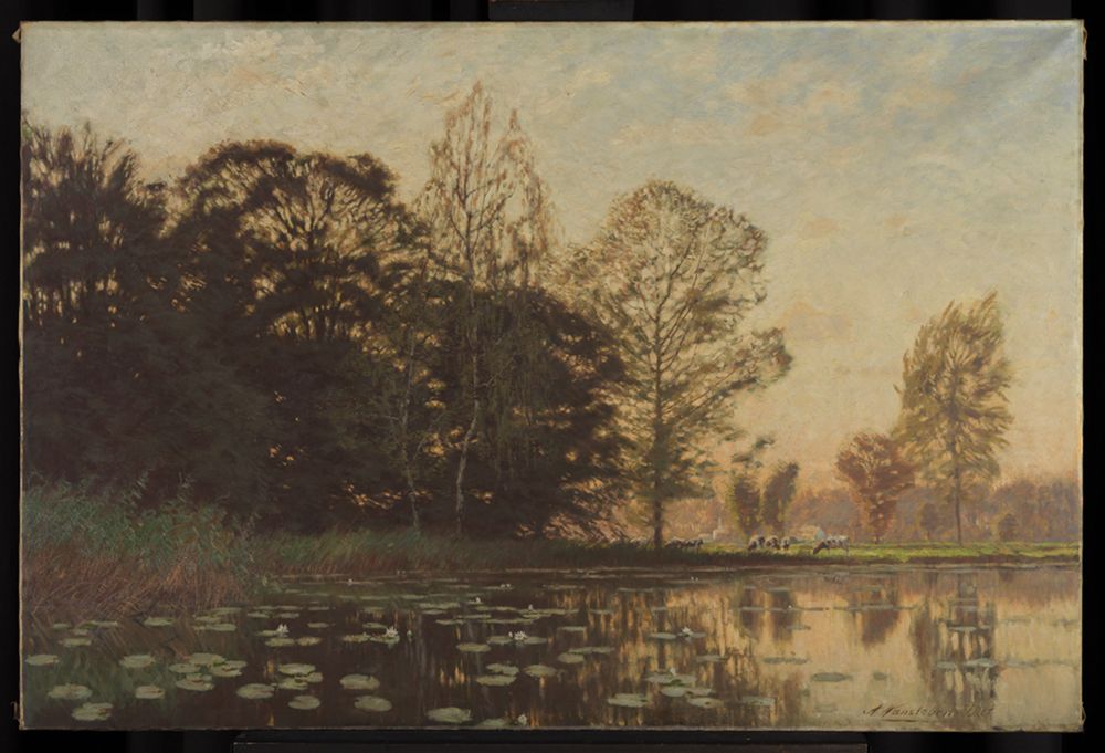 Arthur Wansleben - Landschaft mit Seerosen und Kühen