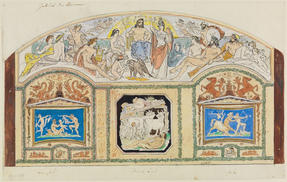 Moritz von Schwind - Geburt der Athena - Jugend des Dionysos - Hermes, die Rinder des Apollo wegtreibend - Erziehung des Achill durch Chiron
