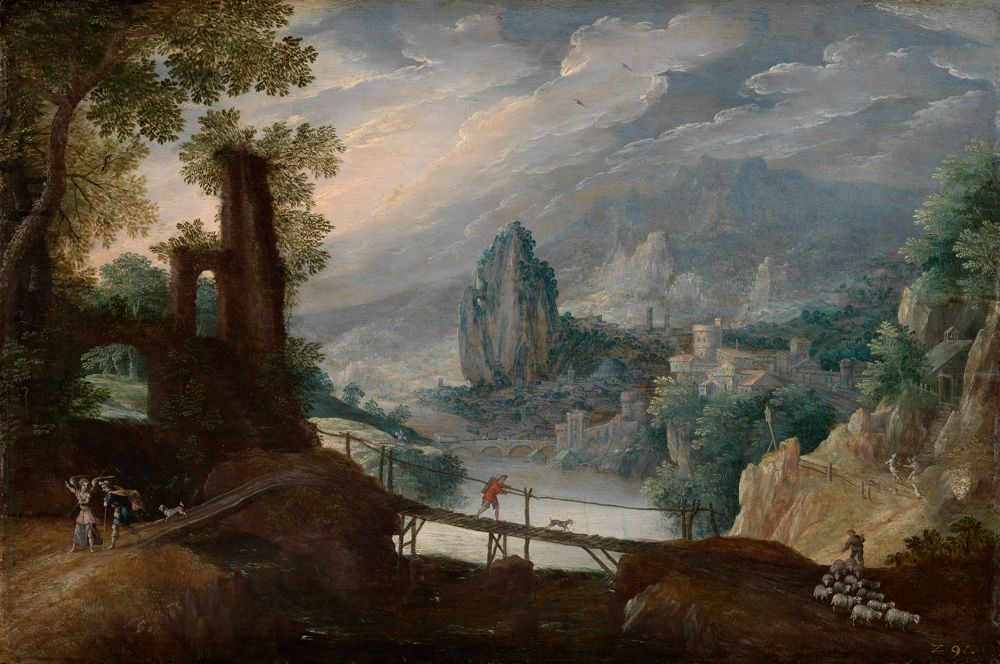 Tobias Verhaecht - Gebirgslandschaft mit Tobias und Engel