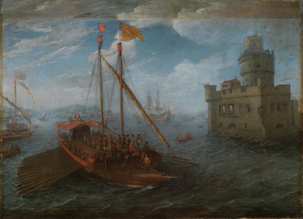Gaspard van Eyck (?) - Südlicher Hafen mit Festungswerk und Galeere
