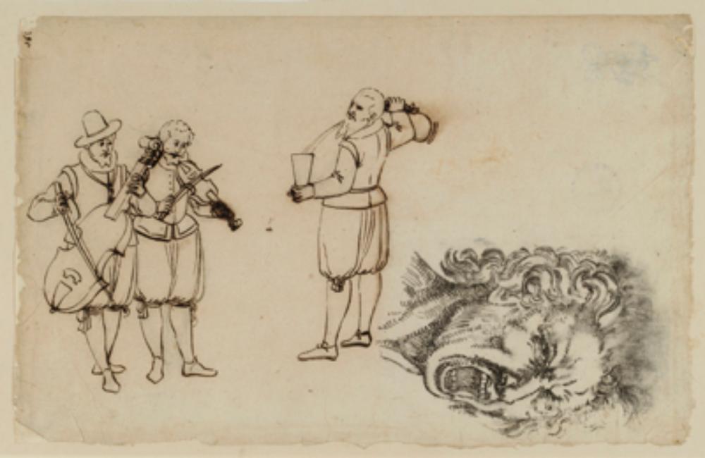 Anonym - Musikanten, Schankwirt, quer: schreiender Mann