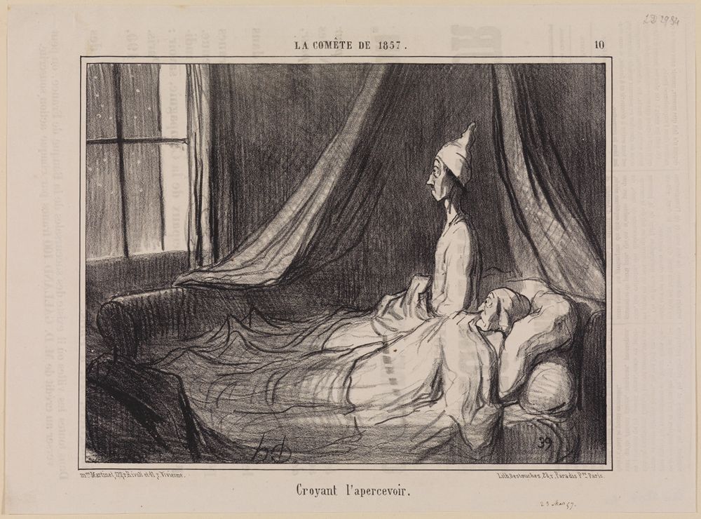 Honoré Daumier - Croyant lapercevoir (La Comète de 1857, Blatt 10)