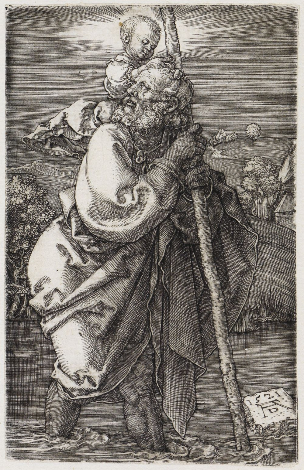 Albrecht Dürer - Der Heilige Christophorus mit zurückgewandtem Kopf