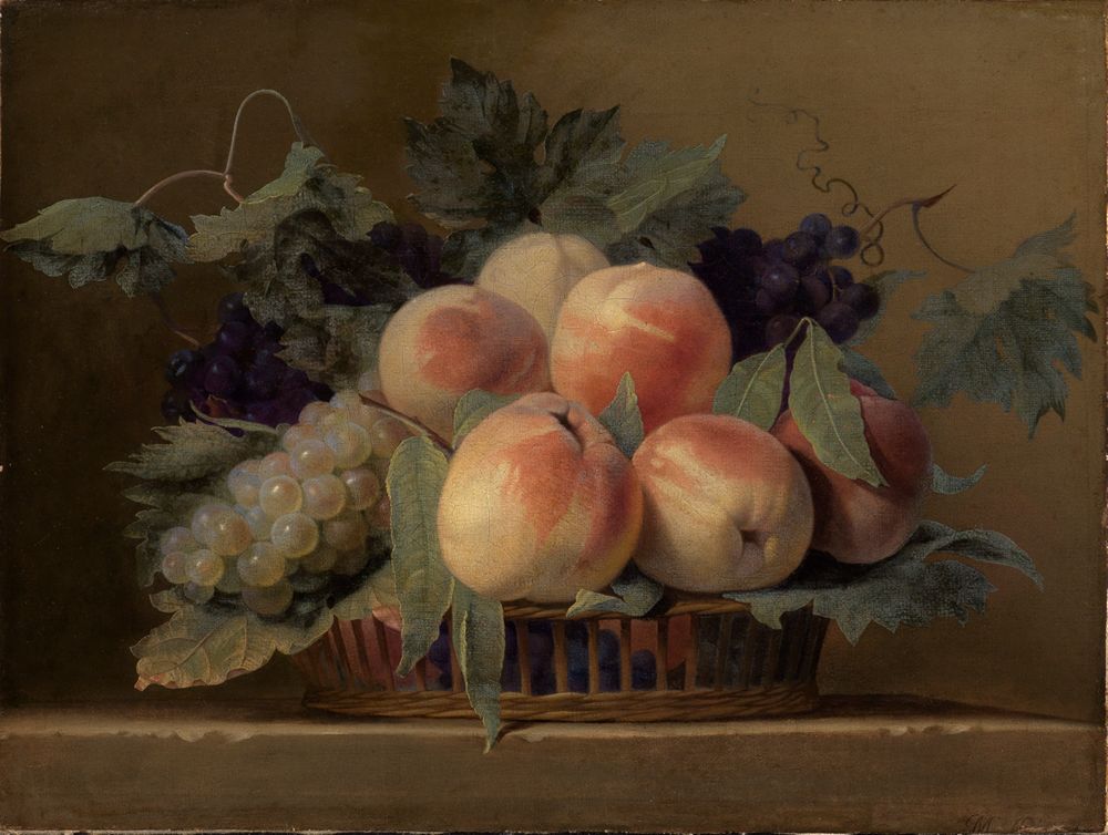 Jean Michel Picart - Körbchen mit Pfirsichen und Trauben