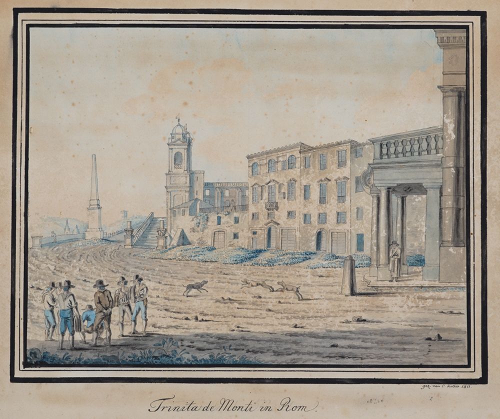 Carl Urban Keller - Sta. Trinità de Monti auf dem Pincio in Rom