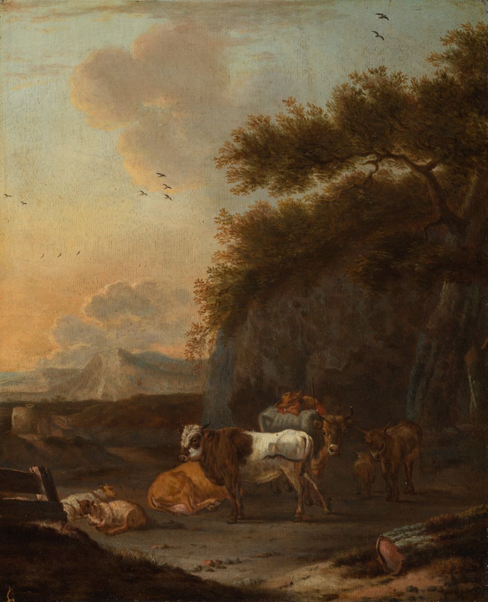 Simon van der Does (?) - Südliche Landschaft mit einem Hirten und seiner Herde