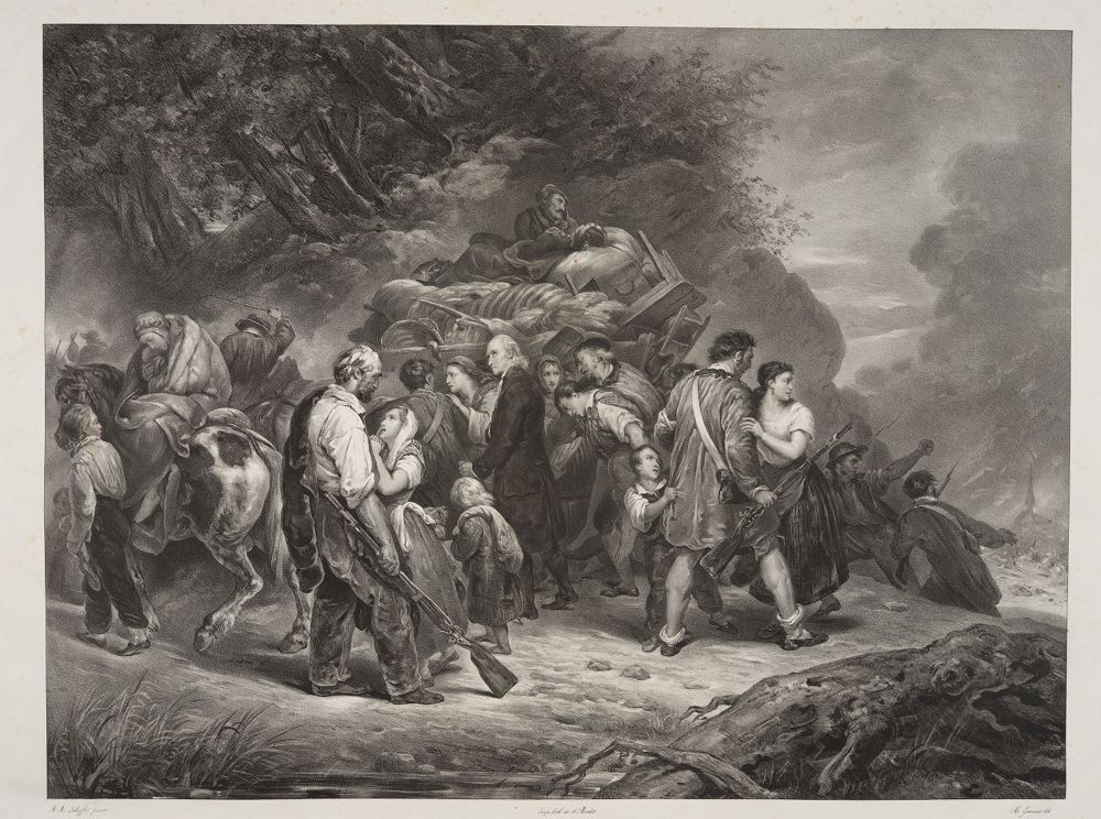 Hippolyte-Louis Garnier - Dorfbewohner mit Sack und Pack auf der Flucht vor Kosacken