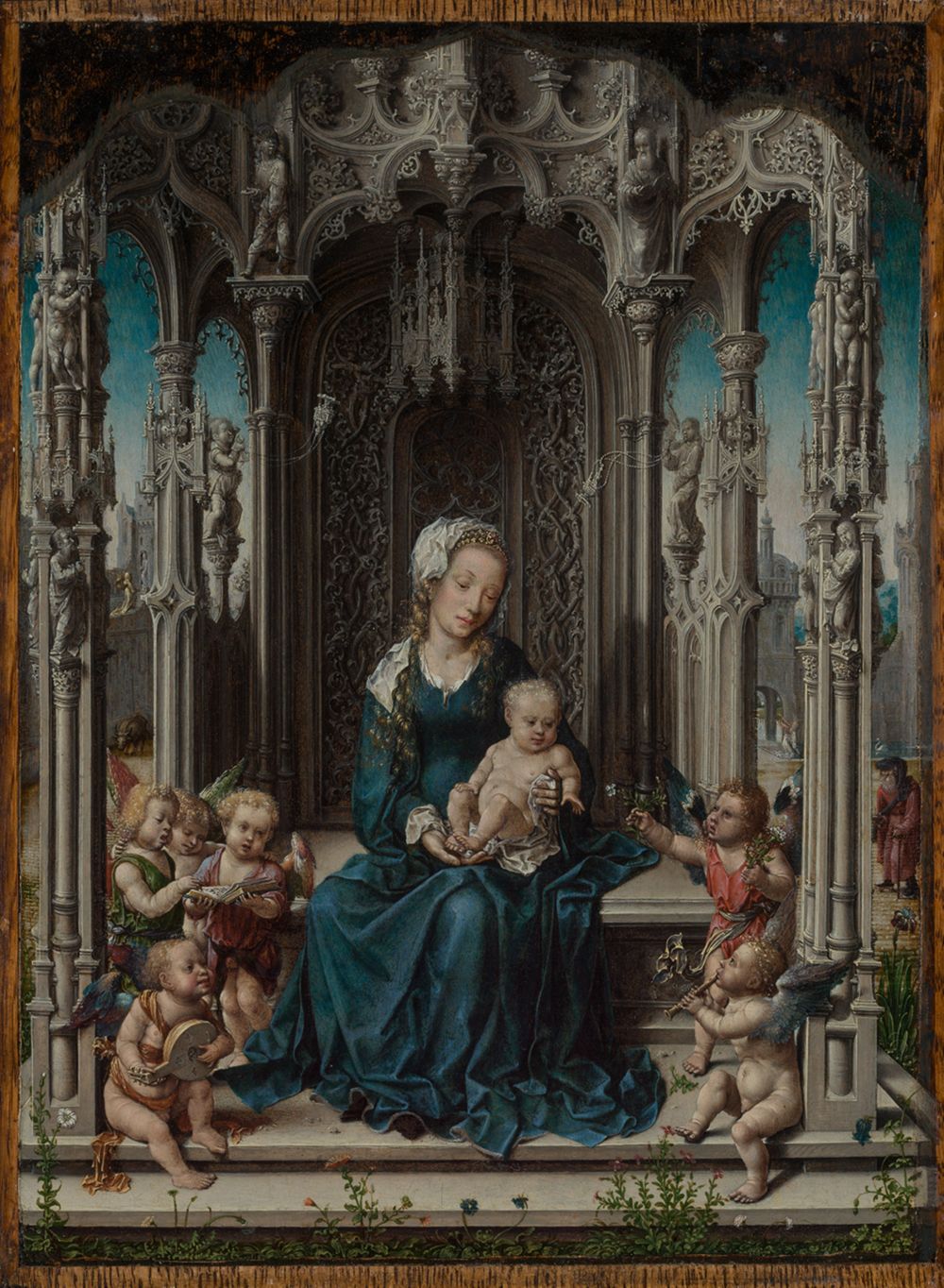 Jan Gossaert - Thronende Maria mit dem Kind und musizierenden Engeln