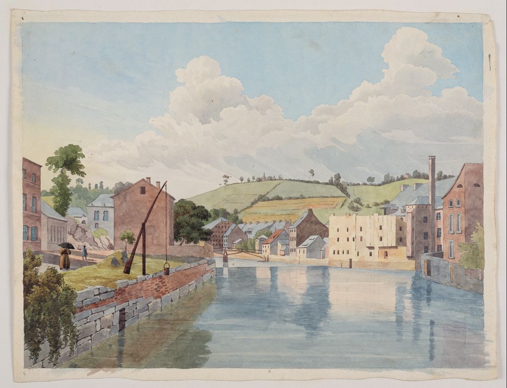 Karl Heinrich Albert Kayser - Stadt mit Fabrikanlage am Fluss