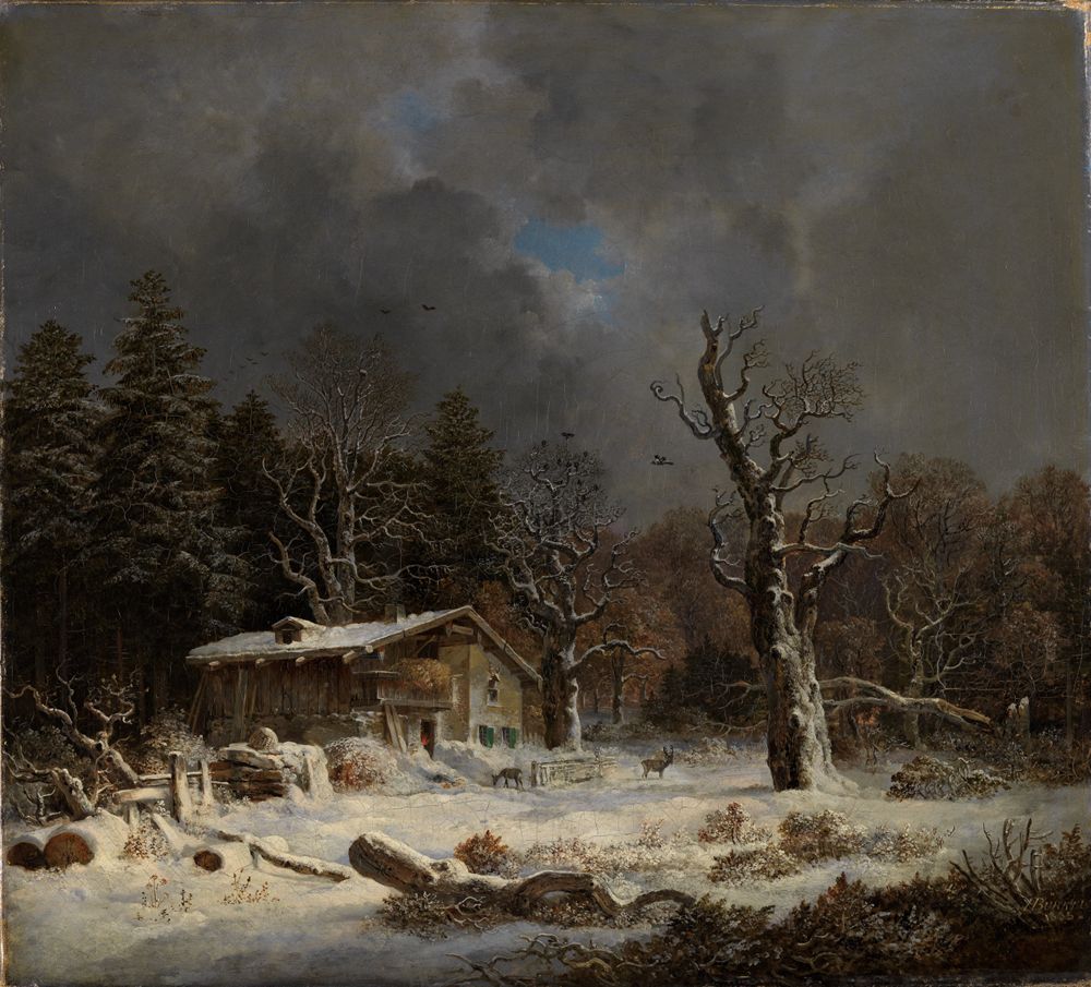 Heinrich Bürkel - Forsthaus im Winterwald