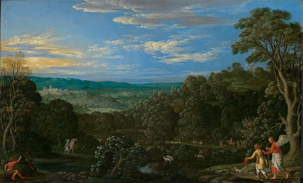 Johann König (1586) - Landschaft mit Tobias und dem Engel