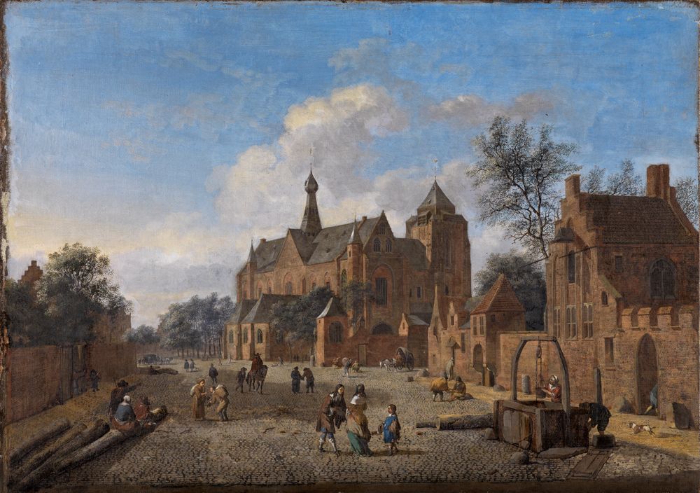 Jan van der Heyden (1637) - Der Kirchplatz von Veere in Zeeland