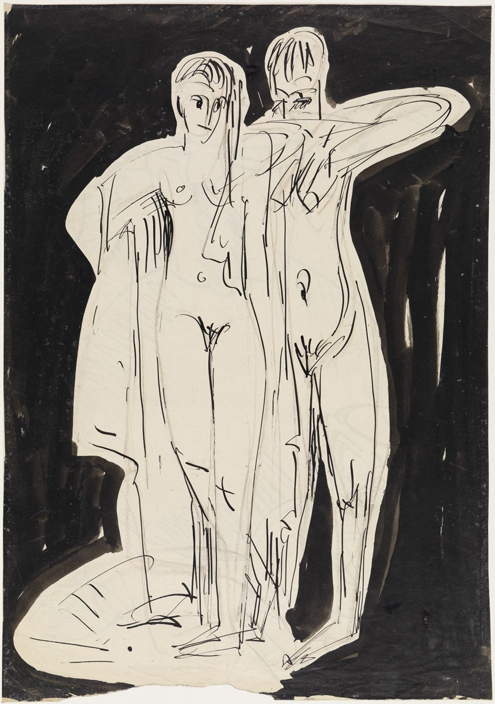 Ernst Ludwig Kirchner - Zwei stehende Akte, sich abtrocknend