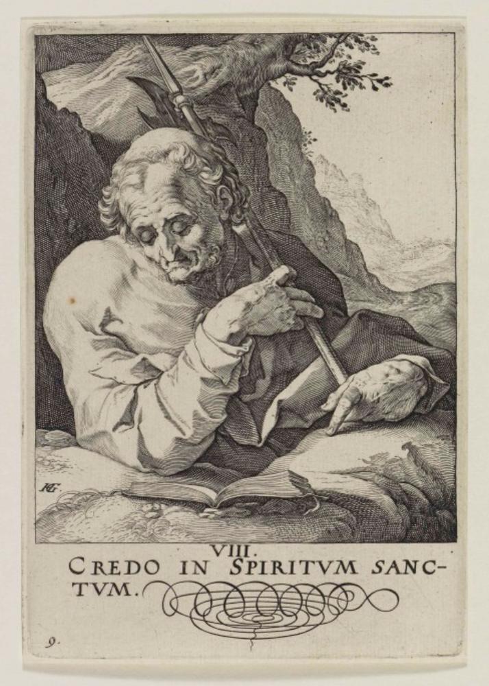 Hendrick Goltzius - Christus, die 12 Apostel mit Paulus; Blatt 9 (arabisch) (Matthias)