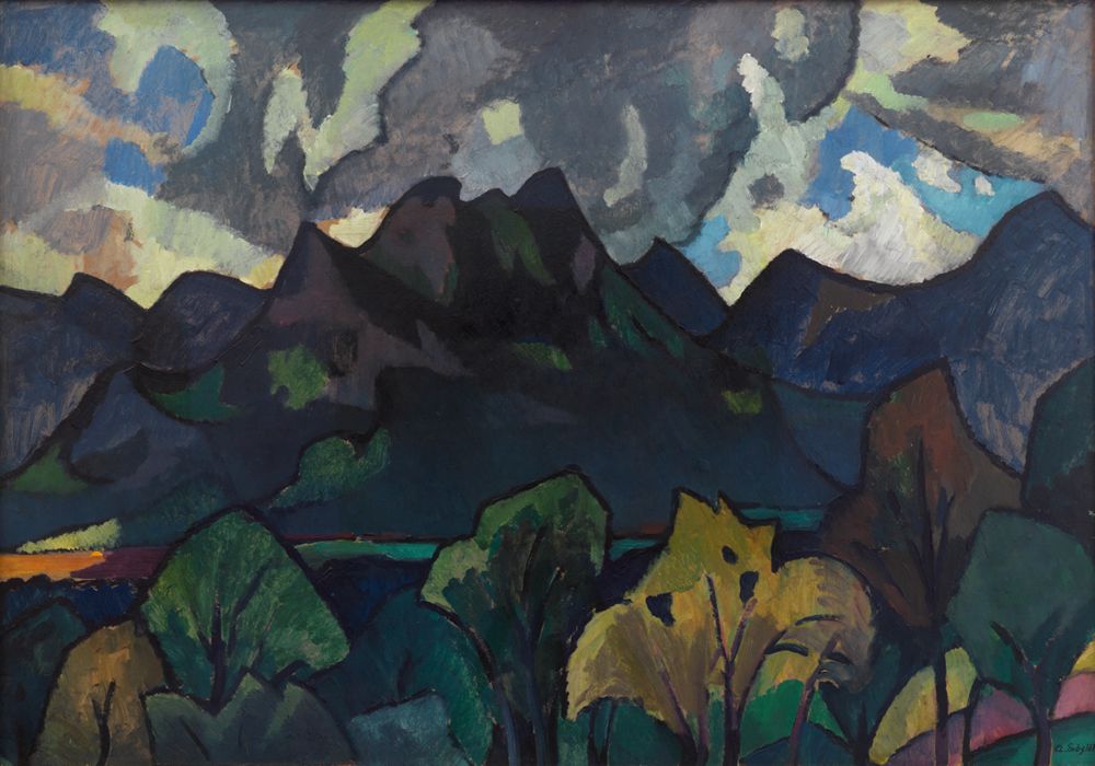 Adolf Erbslöh - Oberbayerische Berglandschaft bei Brannenburg