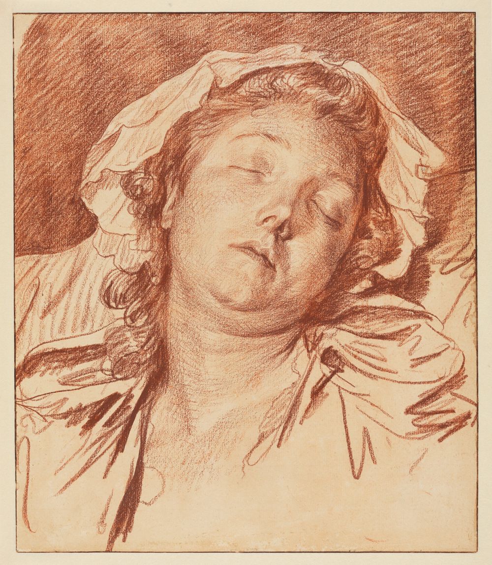 Jean-Baptiste Greuze - Kopf einer Schlafenden (Anne-Gabrielle Babuti)